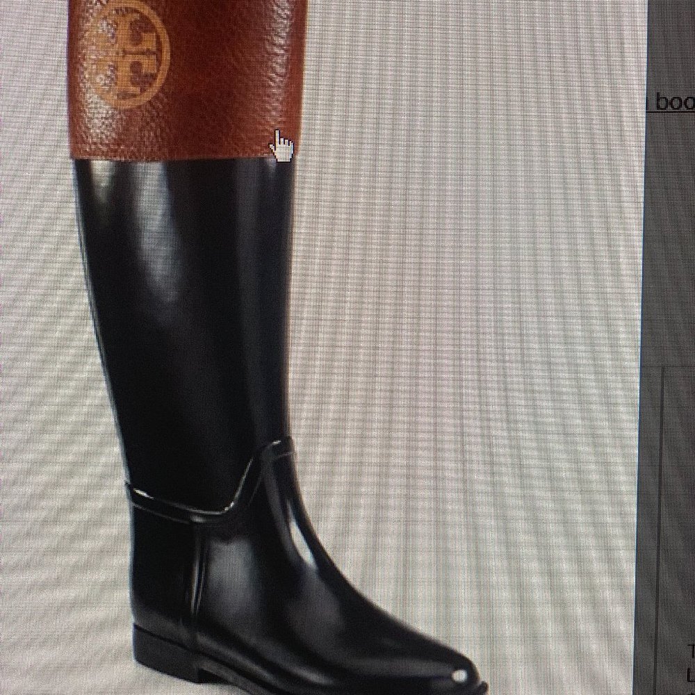 Tory Burch Leather Trimmed Rain Boots S6